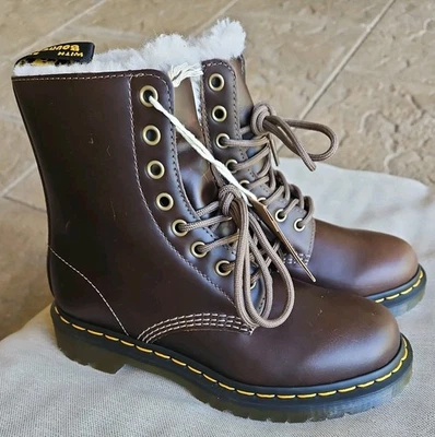 Botas Dr Martens 1460 Pascal Serena Forradas de Piel Sintética con Cordones Marrón Talla 6 Foto 1 de 4