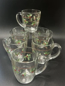 Set 6 tazze di vetro grandi Libbey 5344 Natale Agrifoglio - Foto 1 di 8