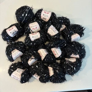 Moda Dea FLIP Yarn 16 + Hanks Skeins Bundle Lot Novelty Eyelash Black Multicolor - Picture 1 of 5