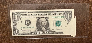 PRINTED FOLD ERROR -on 2001 $1 FRN FR-1926c , Philadelphia district VF / XF - Picture 1 of 6