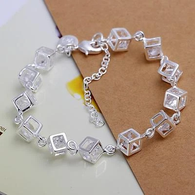 Lindo Lo último Plata 925 NUEVO Moda Mujer Caja Cristal Austriaco Pulsera Joyería H241 Foto 1 de 3