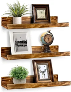 Wooden Floating Shelf Display/Storage Rack Set Of 3 Rustic Wall Shelves Anyplace - Picture 1 of 5