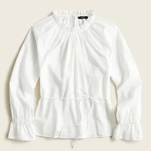 Blusa Top J Crew Cintura Corbata en Blanco Algodón Orgánico Voile Talla S Pequeña Nueva con Etiquetas BB276 - Imagen 1 de 2