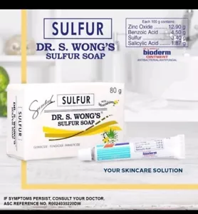 JABÓN DE AZUFRE Dr. S. Wong's perfumado (135 g) y UNGÜENTO BIODERM no irritante (15 g) - Imagen 1 de 6