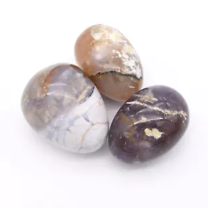 Purple Chalcedony 3x Tumbled Stones 25x35mm - Picture 1 of 2