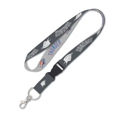OKLAHOMA CITY THUNDER GRAY KEY CHAIN LANYARD DETACHABLE BUCKLE 1" W 22" L Cover