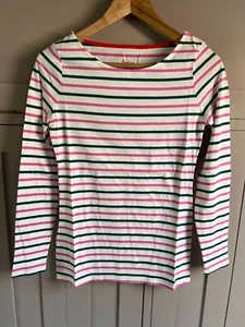Boden Breton Stripe ladies long sleeve top in White/Pink/Green - Size 6 - New - Picture 1 of 4