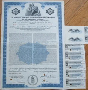 Kingdom of Denmark 1968 Bond Certificate, Mortgage Bank Financial Administration - Picture 1 of 1