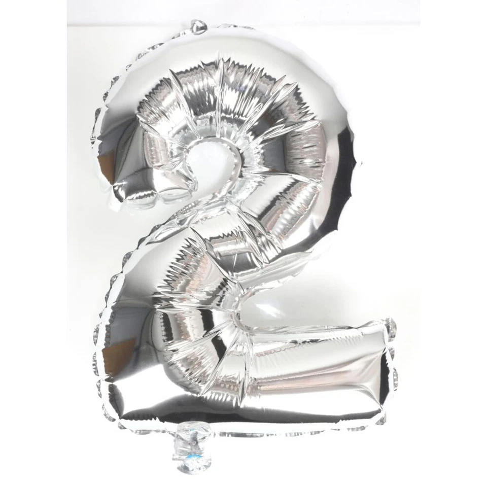 12x Palloncino 85cm Numero Due Argento Aria Compleanno Decorazione Fisso Bambini - Immagine 1 di 1