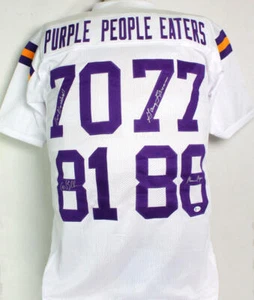 Purple People Eaters Autographed White Pro Style Jersey- Beckett W Auth *Silver - Picture 1 of 6