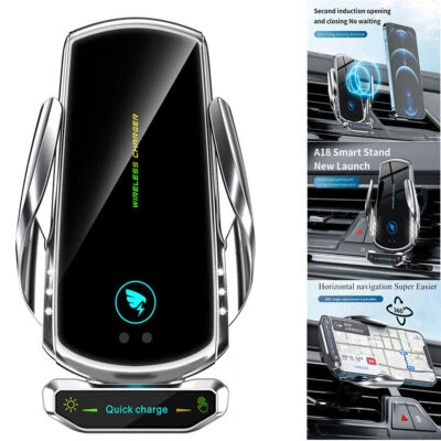 15W Wireless Car Charger Automatic Sensor Clamping Charging Mount Phone Holder - Image 1 of 4