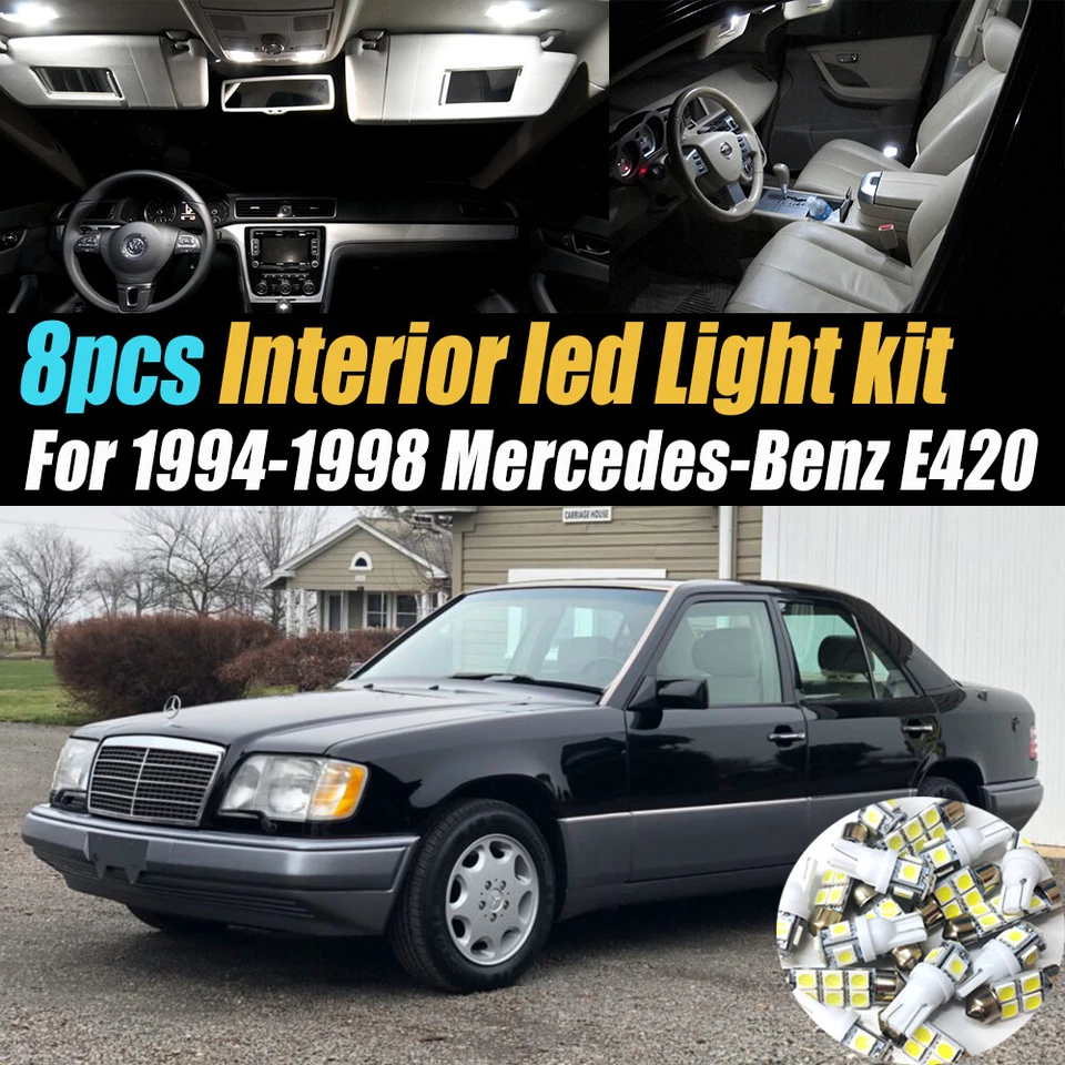 8Pc Car Interior LED Super White Light Bulb Kit for 1994-1998 Mercedes-Benz E420 - Image 1 of 4