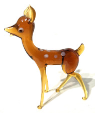 Glass Deer 3" Lauscha Bimini Vintage West German Figurine Blown