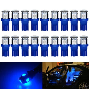 20X Ultra Blue T10 LED Bulbs Car Interior License Light 2825 192 194 5050 5 SMD - Picture 1 of 7