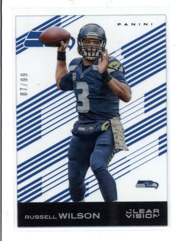RUSSELL WILSON 2015 PANINI CLEAR VISION #51 BLUE PARALLEL #07/99 BA2526 - Image 1 of 1