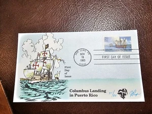 USPS FDC SC # 2805  HAND PAINTED BY PUGH COLUMBUS LANDING IN PUERTO  RICO - Picture 1 of 6