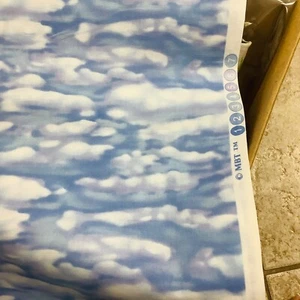 MBT LAVENDER BLUE WHITE all over CLOUDS - BTY Cotton Fabric - Picture 1 of 3