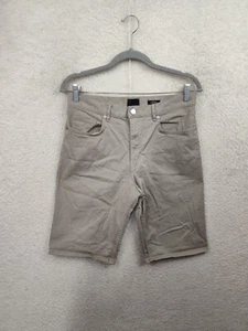H M Men Short 31 Brown Cotton Blend Straight Slim Fit Regular Flat Front Bermuda - Picture 1 of 19