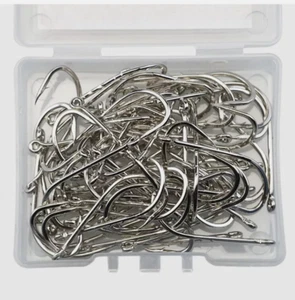 100Pcs Baitholder Bait Hook High Carbon Steel Silver Long Shank Fishing Hooks - Picture 1 of 43