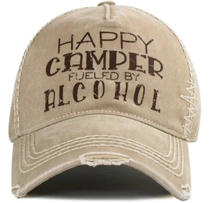 Baseballkappe Happy Camper Fueled By Alcohol abgenutzt Vater Hüte verstellbar - Bild 1 von 6