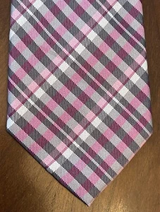 Countess Mara Pink Gray Hand Made 100% Silk Men’s Neck Tie Made In China - Picture 1 of 10