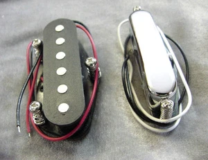 PAR DE PASTILLAS DE GUITARRA ELEC A JUEGO un cromo uno negro - JUEGO DE PASTILLAS - Imagen 1 de 4