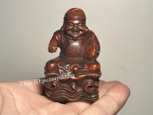 Old Collection Wooden Carving Exquisite Sculpture of Fish Man Statue Decoration - Picture 1 of 9