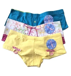 A0039 Miss Fifi NEU Boyshorts Blumenmuster einfarbig türkis zitrone Stretch Baumwolle - Bild 1 von 15