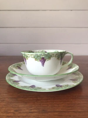Vintage Royal Doulton Porcelain Grape Vine Tea Trio Cup Plate & Saucer Art Deco - image 1 of 4