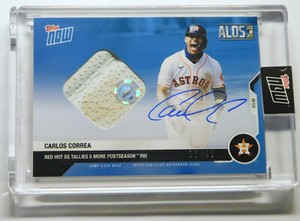 CARLOS CORREA SIGNED 5 RBI's TOPPS NOW ALDS GAME USED BASE RELIC AUTO CARD #387A