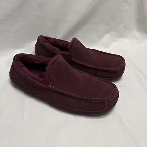 UGG Ascot Ciabatte Uomo in Pelliccia Scamosciata Rosso Marrone Taglia 15 Nuove senza etichette - Foto 1 di 10