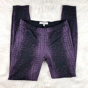 Robert Rodriguez Crocodile Print Leggings Women's Size 8 Ankle Zip Purple Black - Picture 1 of 11
