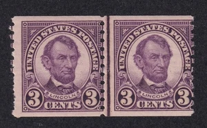 MATT'S STAMPS SCOTT #600 ABRAHAM LINCOLN 3-CENT LINE PAIR, 1924 ISSUE, MNH CV$60 - Picture 1 of 3