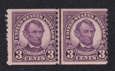 MATT'S STAMPS SCOTT #600 ABRAHAM LINCOLN 3-CENT LINE PAIR, 1924 ISSUE, MNH CV$60 - Image 1 of 3