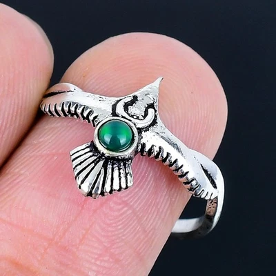 Кольцо ручной работы с черным эфиопским опалом покрытие серебро 925 размер США 8,5 - Изображение 1 из 3