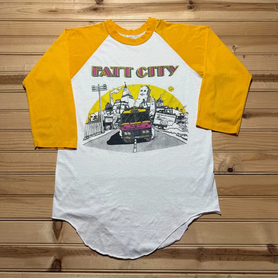 Camisa Raglán Gráfica Autobús Ciudad Grasa Años 80 90 Hecha en EE. UU. Para Hombre - Talla Mediana Foto 1 de 4