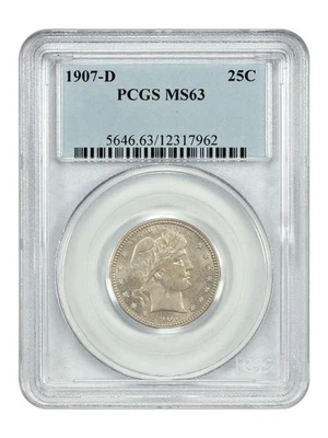 1907-D 25C PCGS MS63 - Barber Quarter - Image 1 of 4