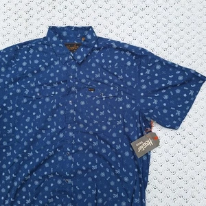 Neu mit Etikett Howler Bros H Bar B Pearl Snap Shirt blau Banditodruck Paisley blau - XL - Bild 1 von 7