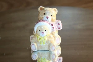 EINZELNER Salzshake handbemalter Keramik Teddybär Geschwister Schwestern Unikat - Bild 1 von 6