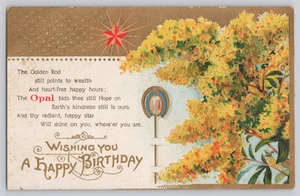 Goldenrod & Opal Birthday Postcard – Embossed Antique, PC 202 - Picture 1 of 3