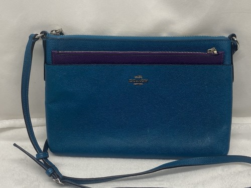 Borsa a tracolla Coach con marsupio blu acqua set borsetta in pelle di design