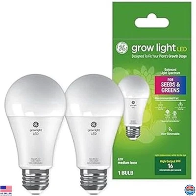 GE Grow LED Light Bulb for Plants Seeds and Greens, Balanced Light Spectrum, A19 - Изображение 1 из 4