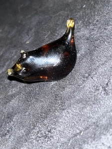 Amber Hand blown Mouse Figurine Art Glass See Video - Picture 1 of 6