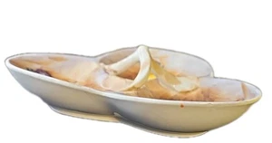 Ucagco Ceramics 1968 cerámica pintada a mano bandeja de 3 compartimentos con fruta - Imagen 1 de 7