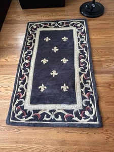 QVC Royal Palace Heritage Fleur de Lis 3' X 5' Handmade Rug Antique Gray -EUC - Picture 1 of 11