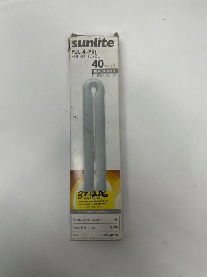 Sunlite FUL40T10, Black Light Compact Fluorescent, GX10Q Base, 40w -New/Open Box - Image 1 of 3