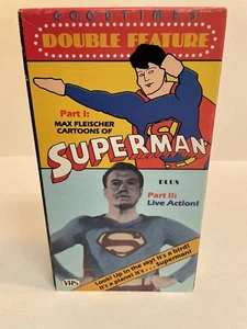 Superman Double Feature VHS 1986 Good Times Release Animated + Live Action - Picture 1 of 3