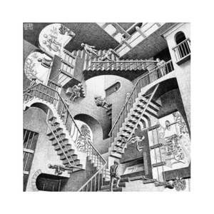 MC Escher Relativity Painting Poster Print Canvas Wall Decor 24x24 Living Room - Picture 1 of 6
