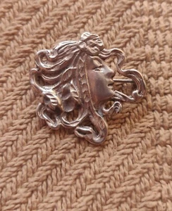 Sterling Silver brooch pendant womans face - Picture 1 of 3