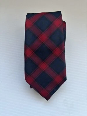 MOSCHINO SEDA CORBATA CUELLO 3"x 60" Hecha en ITALIA LOGOTIPO ROJO Cuadros Foto 1 de 4